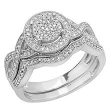 Load image into Gallery viewer, DazzlingRock Collection 0.50 Carat (ctw) Sterling Silver White Diamond Engagement Ring Set 1/2 CT, Size 8.5