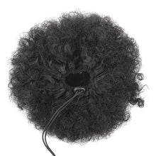 Load image into Gallery viewer, Xtrend Natural Black Afro Ponytail Drawstring Short Afro Kinky Curly Pony Tail Curly Hair Synthetic Fiber Puff Ponytail Wrap Updo Hair Extensions with 2 Clips for Black Women 1B
