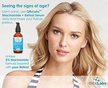 Load image into Gallery viewer, 5% Niacinamide (Vitamin B3) + Retinol Serum (Large 60 ml Bottle) - Ultimate Anti-Aging Wrinkle Reducing Treatment - Fights Acne Breakouts & Fades Blemishes & Spots - Reduces Pore Size & Tightens Skin