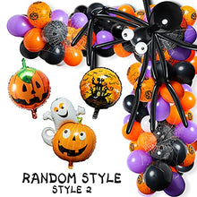 Load image into Gallery viewer, Random 1 Style Halloween Balloon Arch Garland Kit for Happy Halloween Party Decoration Haunted House Balloon Decor Set Eyeball Spooky Spider Web Bat Pumpkin Latex Black Orange Purple Balloons