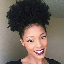 Load image into Gallery viewer, Xtrend Natural Black Afro Ponytail Drawstring Short Afro Kinky Curly Pony Tail Curly Hair Synthetic Fiber Puff Ponytail Wrap Updo Hair Extensions with 2 Clips for Black Women 1B