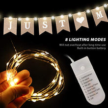 Load image into Gallery viewer, Just Married Burlap Banner, Wedding Bunting Banner with LED Fairy String Light 8 Flicker Mode, Hanging Sign Garland Pennant Photo Booth Props for Bridal Shower Wedding Engagement Car Party Decoration