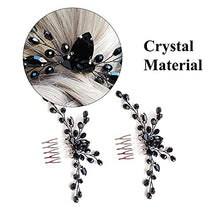 Load image into Gallery viewer, 2 Pcs Black Teardrop Small Hair Comb Women Rhinestone Hair Piece Bridal Hair Clip for Her Party Headpiece
