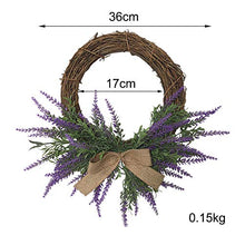 Load image into Gallery viewer, Warooma Artificial Spring Lavender Wreath with Bow,32.5cm Purple Flower Garland Farmhouse Arrangements Front Door Hanging Wall Home Wedding Decoration