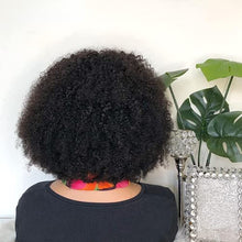 Load image into Gallery viewer, Afro Kinky Curly Human Hair Wigs for Black Women Plucked Full Machine Made Brazilian Remy Hair No Lace Front Wig with Bangs (Black)