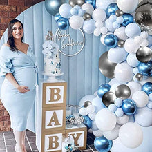 Load image into Gallery viewer, Blue Balloon Garland Arch Kit, 111pcs Macaron Blue Metal, 4D Silver and White Latex Balloons for Boys Girls Baby Shower Wedding Bride Shower Birthday Party Backdrop Decorations