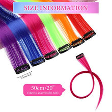 Load image into Gallery viewer, 6 Pieces 6 Colors Colorful Clip in on Hair Extension Rainbow Hairpiece for Girls Princess Party Straight Hair Extensions Clip, 20 Inch