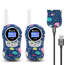 Load image into Gallery viewer, QNIGLO Rechargeable Kids Walkie Talkies, 8 Channels, 2 Mile Long Range, Voice Activated PMR Walkie Talkie Set Built-in Rechargeable Batteries for Girls/Boys/Adults