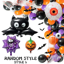 Load image into Gallery viewer, Random 1 Style Halloween Balloon Arch Garland Kit for Happy Halloween Party Decoration Haunted House Balloon Decor Set Eyeball Spooky Spider Web Bat Pumpkin Latex Black Orange Purple Balloons
