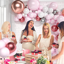 Load image into Gallery viewer, VAINECHAY Balloon Arch Kit Pink White - Metallic Latex Party Balloons Garland Confetti for Girls Baby Shower, Wedding, Bridal Shower, Women Birthday Decorations