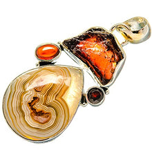 Load image into Gallery viewer, Ana Silver Co Laguna Lace Agate, Garnet Pendant 1 7/8" (925 Sterling Silver)