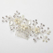 Load image into Gallery viewer, SWEETV Wedding Hair Comb Silver Pearl Flower Bridal Clip Hair Accessories for Bride Women
