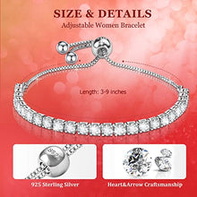 Load image into Gallery viewer, Bracelet for Women,Sterling Silver Tennis Bracelet Crystal Slider Bracelet S925 Women Bracelet Sparkle Diamond Zirconia Adjustable Bracelet for Lady Gift for Mother's Day