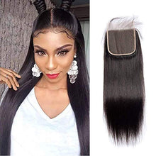 Load image into Gallery viewer, Maxine Hair 5x5 Lace Closure Sliky Straight Wave 100% Unprocessed Human Hair Closure with Baby Hair 14inch