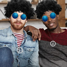 Load image into Gallery viewer, Dacitiery 3 Pcs Hippie Costume Set, Funky Afro Wig VintageSunglasses and Peace Sign Necklace Fancy Dress Hippy Accessories for60s/70s Theme Party( Black)