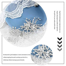 Load image into Gallery viewer, Handcess Bride Wedding Crystal Headbands Silver Flower Headpiece Rhinestone Leaves Bridal Hair Accessories for Women and Girls