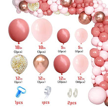 Load image into Gallery viewer, Balloons Arch Kit, Retro Pink Balloon Garland Kit Balloons Arch Kit, Retro Pink Latex Balloons Party Metallic Balloons Confetti Balloons for Birthday Wedding Party Baby Shower Decoration Reusable