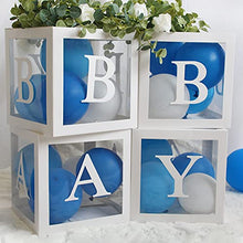 Load image into Gallery viewer, Birthday Party Decorations Balloon Box for Boys Girls, 4Pcs Baby Shower Box Decoration with 52 Letters, Transparent Balloon Boxes for Baby Shower, Blue Birthday Party, DIY Name Combination, Graduation