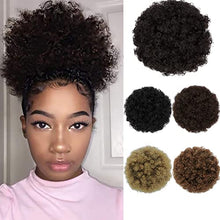 Load image into Gallery viewer, CULKET Afro Puff Drawstring Ponytail Synthetic Curly Hair Ponytail Extension Short Afro Kinky Curly Bun Hairpieces Ponytail Clip in Hair Extensions for Black Women2# (6 Inch)