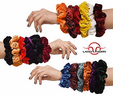 Load image into Gallery viewer, LangHorn Velvet Scrunchies for hair Extra Large Scrunchies, Oversized Hair Ties, Elastic Hair Bands Ponytail Curly Hair