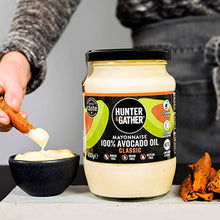Load image into Gallery viewer, Hunter & Gather Avocado Oil Mayonnaise - 630g | Made with Pure Avocado Oil & British Free Range Egg Yolk | Paleo, Keto, Sugar and Gluten Free Avocado Mayo | Free from Artificial Flavourings