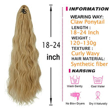 Load image into Gallery viewer, ZAIQUN Wavy Ponytail Extension 24" Long Hair Piece Clip on Pony Tail Hair Extension Heat-Resisting Synthetic Hairpiece for Women, 27-613#