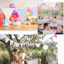 Load image into Gallery viewer, OTMVicor 50feet Fabric Bunting,48pcs Outdoor Bunting Banner,Triangle Flags for Garden Birthday Party Outdoor Party Decoration