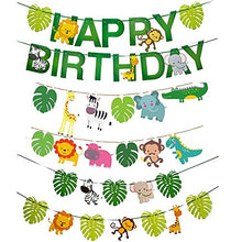 Load image into Gallery viewer, Kitchen-dream Jungle Birthday Party Decoration, Happy Birthday Banner, Safari Jungle Animal Banner, Paper Bunting Garland Set Forest Theme Birthday Festival Party Decoration