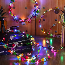 Load image into Gallery viewer, 40 Pcs LED Flower Headband Crown Set, Light up Flower Wreath Crown Glowing Floral Headpiece Flower Hair Garlands Headdress for Women Girls Hair Accessories Wedding Party Holiday St. Patrick Day Easter