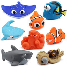 Load image into Gallery viewer, Cadoal 8PCS Finding Dory Nemo Bath Squirt Toys, Floating Sea Animals (Shark Octopus Clownfish Turtle Devil fish) Bathtub Water Squirt Bath Toy for Baby Kids Toddler Shower and Swimming Pool
