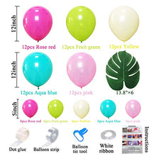 Load image into Gallery viewer, 101pcs Tropical Balloons Luau Garland Arch Kit 5 Inch 12 Inch Balloons Pink Green Yellow Blue Balloon Set and Palm Leaves for Tropical Theme Hawaii Birthday Wedding Party Baby Decorations