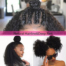 Load image into Gallery viewer, Afro Curly Human Hair Wigs 16 Inch Glueless 13×4 Lace Front Mongolian Kinky Curly Human Hair Wigs 150% Density Pre Plucked with Baby Hair for Black Women Natural Color