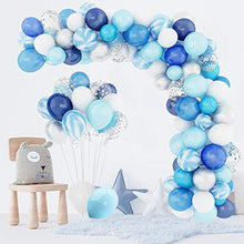 Load image into Gallery viewer, 134 PCS Balloons Garland Arch Kit Navy Sky Blue Balloons, Baby Shower Boys Birthday Wedding Graduation White Silver Latex Confetti Metallic Balloons, Party Decorations Supplies