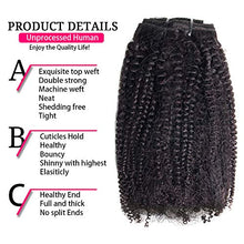 Load image into Gallery viewer, Riya 4B 4C Remy Hair Afro Kinky Curly Clip in Hair Extensions Brazilian Human Hair Clips in Real Hair Extensions for Black Women Can Be Dyed 120G/Set(12inch,Natural Black)