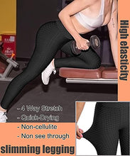 Load image into Gallery viewer, YUSHOW Womens Honeycomb Leggings Butt Lift Yoga Pants Anti Cellulite Waffle Leggings High Waist Workout Running Tights Bubble Textured Scrunch/Ruched Booty Trousers Black