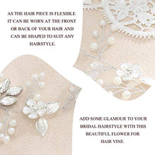 Load image into Gallery viewer, Zoestar Bride Wedding Hair Vine Crystal Flower Headband Bridal Pearl Hair Piece Accessories for Women and Girls (Silver)