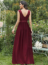Load image into Gallery viewer, Ever-Pretty Women's Classic Round Neck Lace Bust Sleeveless Empire Waist Elegant A Line Floor Length Chiffon Evening Party Dresses Burgundy 12UK