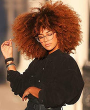 Load image into Gallery viewer, ANNIVIA 14inch Short Curly Afro Wigs for Black Women Afro Kinky Curly Wig with Bangs No Glue Full and Fluffy like a Bomb Full wig (Ombre Brown)