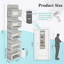 Load image into Gallery viewer, Magicfly Over the Door Organiser Storage with Hooks, Bedroom Wall Hanging Storage 5 Pocket Clear Window Caddy Hanger for Baby Nursery Bathroom Closet Dorm Room (Light Gray)