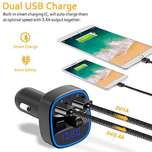 Load image into Gallery viewer, Cocoda Bluetooth FM Transmitter for Car, Blue Ambient Ring Light Wireless Radio Car Receiver Adapter Kit with Hands-Free Calling, Dual USB Charger 5V/2.4A and 1A, Support SD Card, USB Disk (Black)