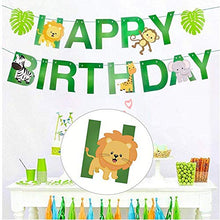 Load image into Gallery viewer, Kitchen-dream Jungle Birthday Party Decoration, Happy Birthday Banner, Safari Jungle Animal Banner, Paper Bunting Garland Set Forest Theme Birthday Festival Party Decoration