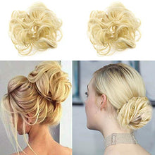 Load image into Gallery viewer, 2pcs Light Blonde Bun Updo Hair Scrunchies Set Curly Messy Fake Hair Chignon Extensions Hairpieces for Evening Party Dating Prom Wedding