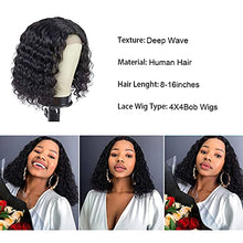 Load image into Gallery viewer, Bob Wigs Deep Wave Lace Front Wigs Human Hair Original Queen Brazilian 4X4 Human Hair Wigs for Black Women Deep Curly Lace Closure Wigs Natural Color 14Inch(35cm)