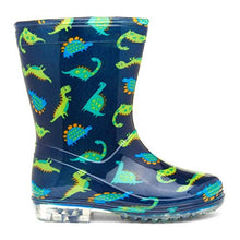 Load image into Gallery viewer, Zone - Kids Dinosaur Navy & Green Welly - Size 9 Child UK - Multicolour
