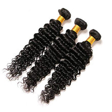 Load image into Gallery viewer, Brazilian Hair Deep Wave Bundles 22 24 26 Inch 100% Human Hair Natural Color Deep Curly Hair Weave Extensions Weft