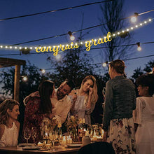 Load image into Gallery viewer, Congrats Grad Banner Gold and Black, Congrats Grad Glittery Banner with 8 Modes LED String Lights Gold Graduation Party Decorations 2022 Congratulations Grad Party Decor Supplies