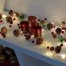 Load image into Gallery viewer, GloBrite Christmas Pine Cones Garland Wreath LED Fairy String Lights Battery Operated Indoor Outdoor Decor for Xmas Tree Party Wedding Home Bedroom Wall Garden Ornament Decoration