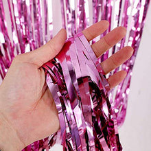 Load image into Gallery viewer, AILEXI 3 Pack Metallic Tinsel Curtains Foil Fringe Shimmer Streamers Curtain Door Window Decoration for Birthday Wedding Party Supplies 3ft*8ft - Pink