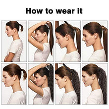Load image into Gallery viewer, 2Pack Long Ponytail Extension 22 Inch Wrap Around Straight Ponytail Magic Black Corn Wave Curly Ponytail Hairpiece for Women (1B#, Straight+Corn Wave)