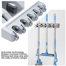 Load image into Gallery viewer, KINGTOP Broom Mop Holder, Wall Mounted Organizer with 5 Position 6 Hooks, Utility Room Storage Solutions for Kitchen, Bathroom, Garage and Garden